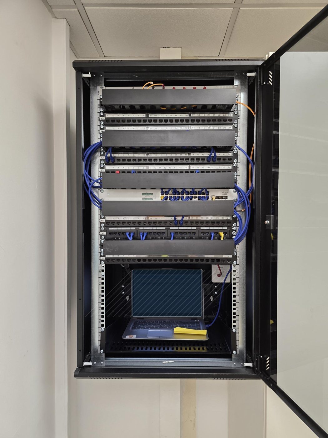 Completed data cabinet tidy